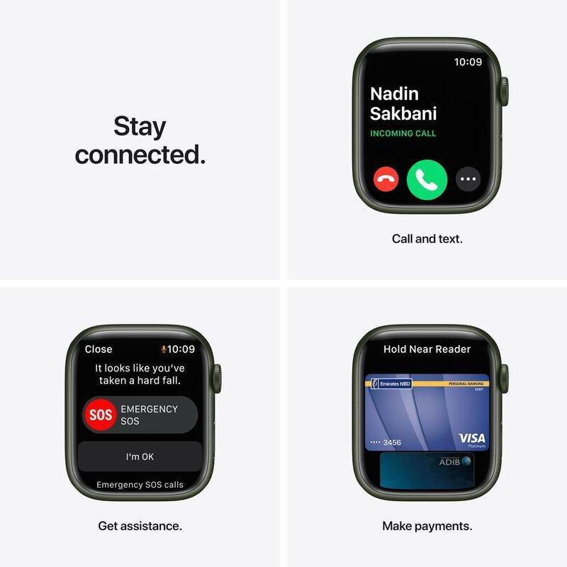 Apple Watch Series 7 GPS 41mm Green Aluminium Case with Clover Sport Band, , large image number 5