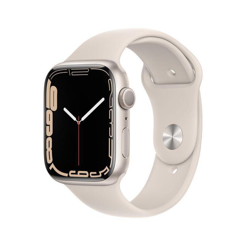 Apple Watch Series 7 GPS 45mm Starlight Aluminium Case with Starlight Sport Band, , large image number 0