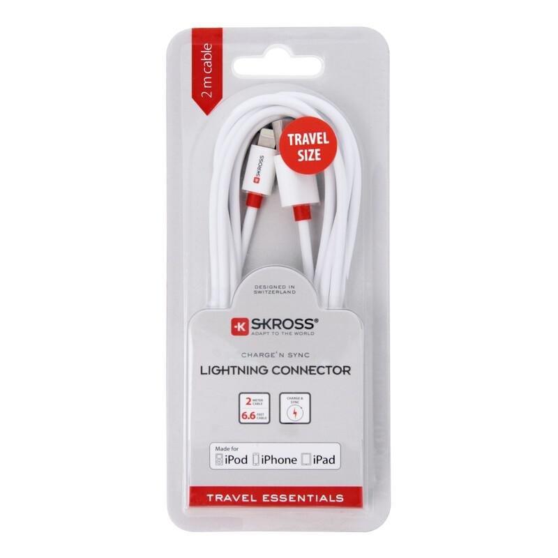 Skross Charge N Sync Lightning To USB-A Charging Cable 2m White, , large image number 0