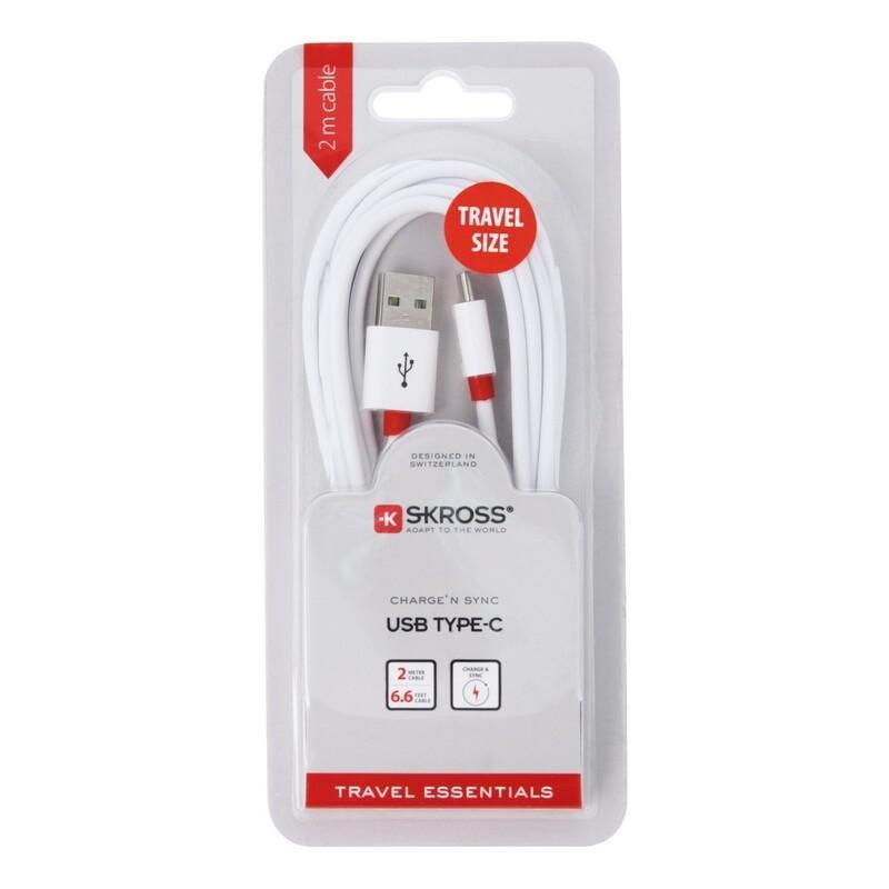 Skross Charge N Sync USB Type-C To USB-A Charging Cable 2m White, , large image number 0