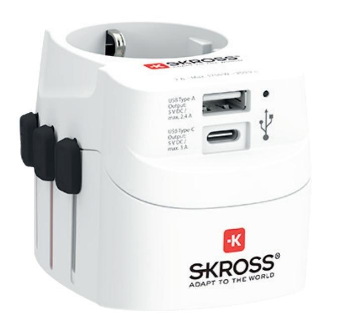 Skross Pro Light USB AC World Travel Adapter White, , large image number 1