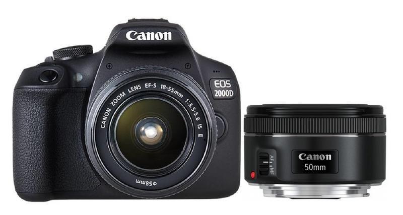 Canon EOS 2000D DSLR Camera EFS 18-55mm DC III Black Kit + EF 50mm 1.8 STM Lens (Bundle), , large image number 0