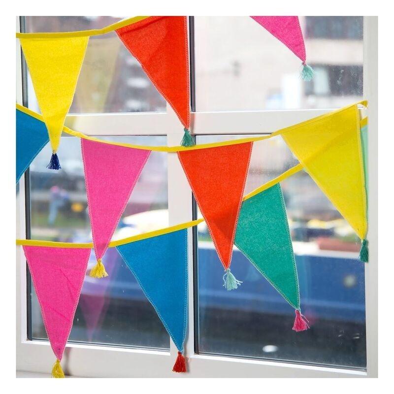 Talking Tables We Heart Birthdays Fabric Bunting Rainbow (3m/10ft), , large image number 1