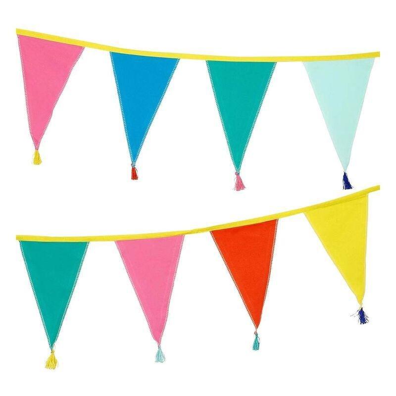 Talking Tables We Heart Birthdays Fabric Bunting Rainbow (3m/10ft), , large image number 3