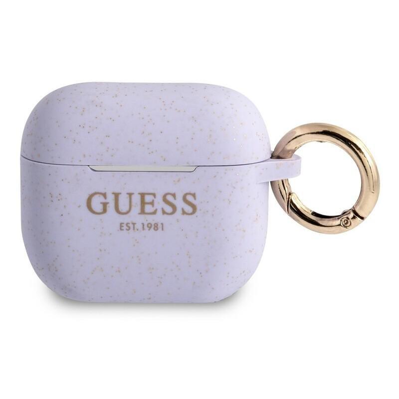 Guess Logo Glitter Silicone Case for Apple AirPods 3 Purple, , large image number 0