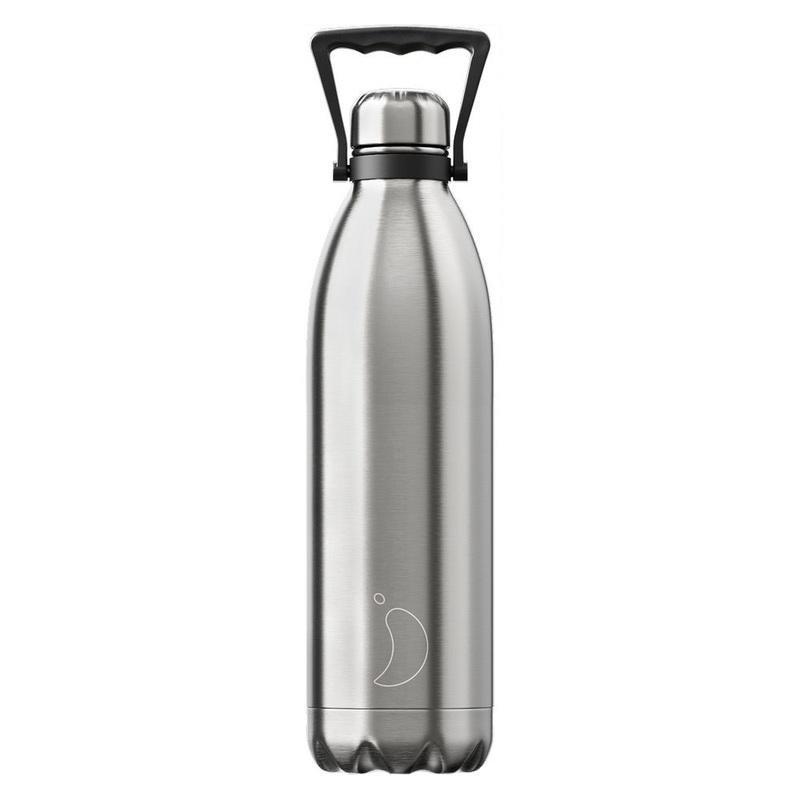 Chilly's Bottles Silver Stainless Steel Water Bottle 1.8L, , large image number 0