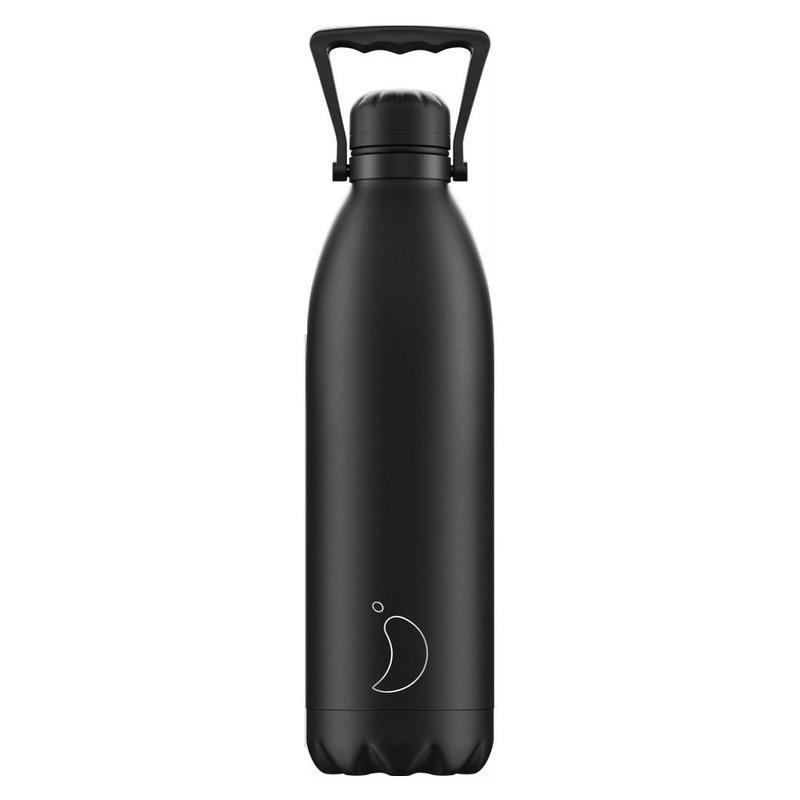 Chilly's Bottles Monochrome Stainless Steel Water Bottle All Black 1.8L, , large image number 0