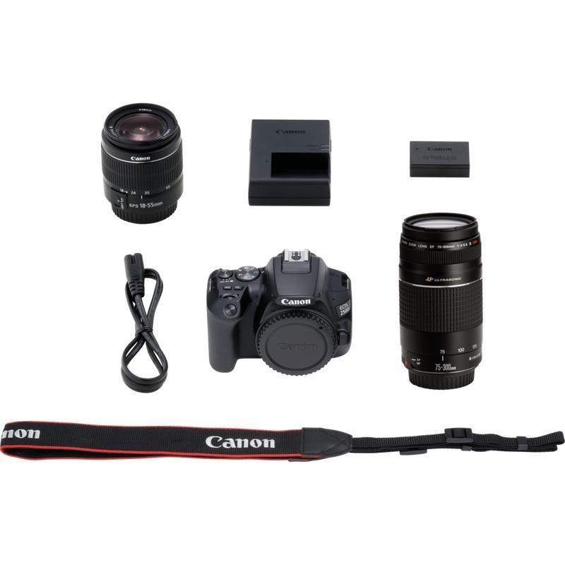 Canon EOS 250D DSLR Camera Black + EF-S 18-55mm F/3.5-5.6 III + EF 75-300mm F/4-5.6 III USM Zoom Lens (Bundle), , large image number 9