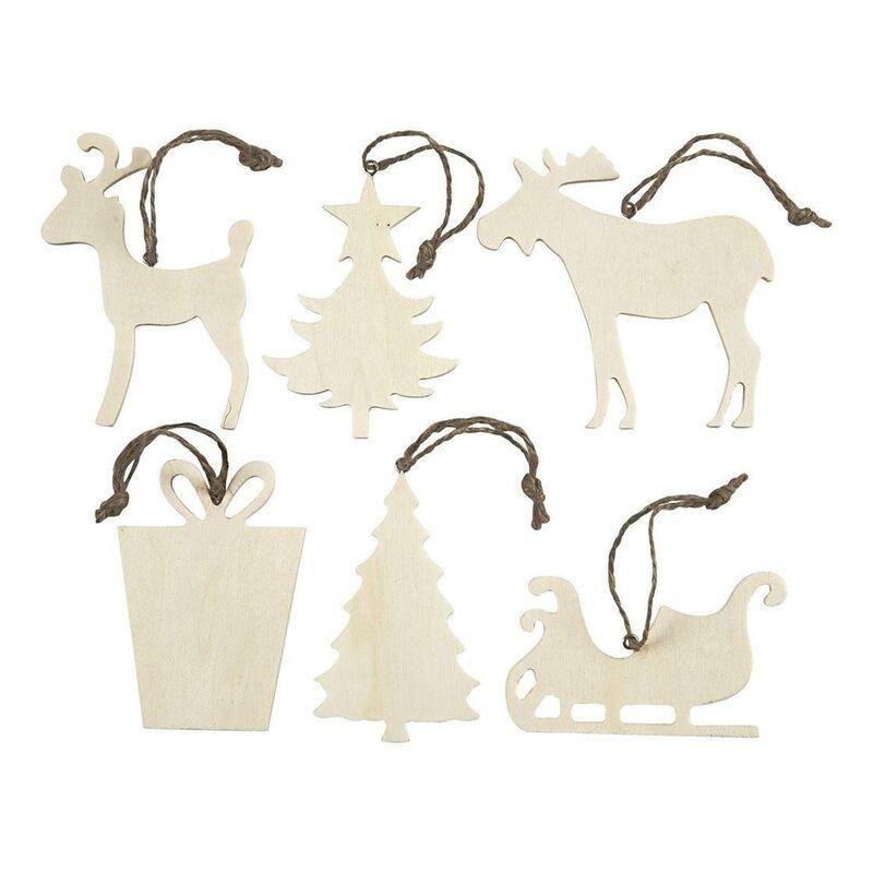 Creativ Wooden Christmas Ornaments (Set of 6), , large image number 0