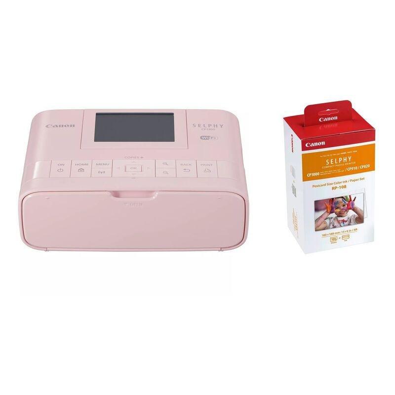 Canon SELPHY CP1300 Pink + RP-108 Colour Ink & Paper (Bundle), , large image number 0