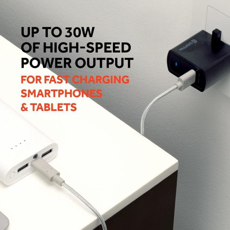 Griffin Dual USB-C and USB-A Mains Wall Charger Black, , large image number 2