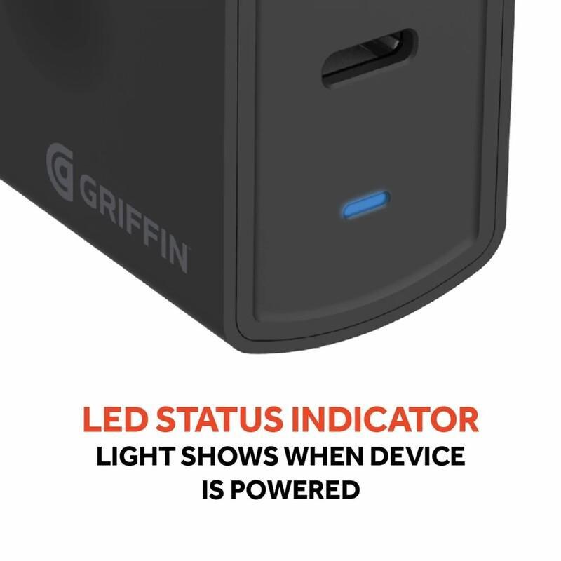 Griffin Dual USB-C and USB-A Mains Wall Charger Black, , large image number 3