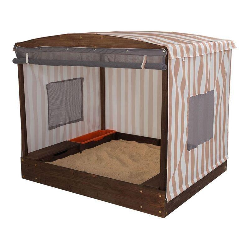 Kidkraft Cabana Sandbox Beige & White Stripes, , large image number 0