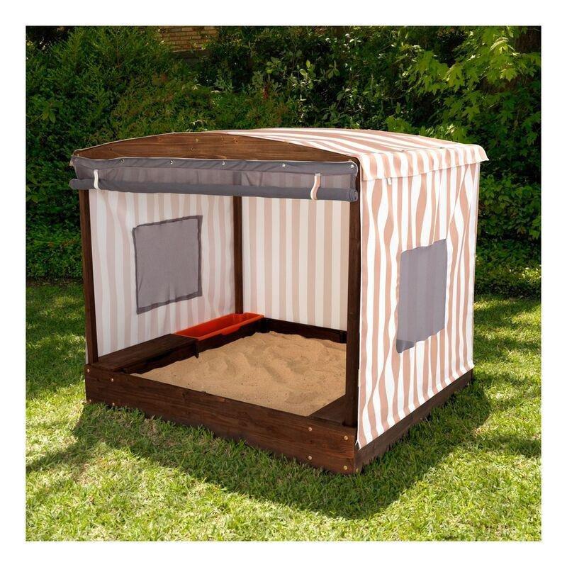 Kidkraft Cabana Sandbox Beige & White Stripes, , large image number 2