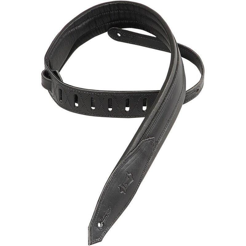 Levy's MSS80BLK - 2-Inch Carving Leather Guitar Strap with Foam Padding, , large image number 0