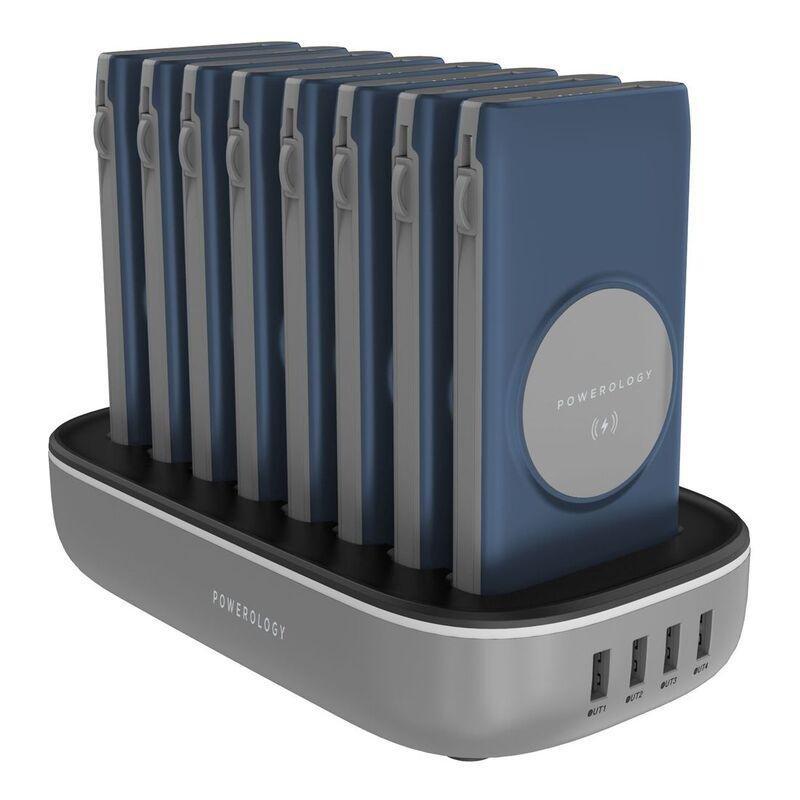 Powerology 8-in-1 Power Station 10000mAh 20W with Built-In Cable Blue, , medium