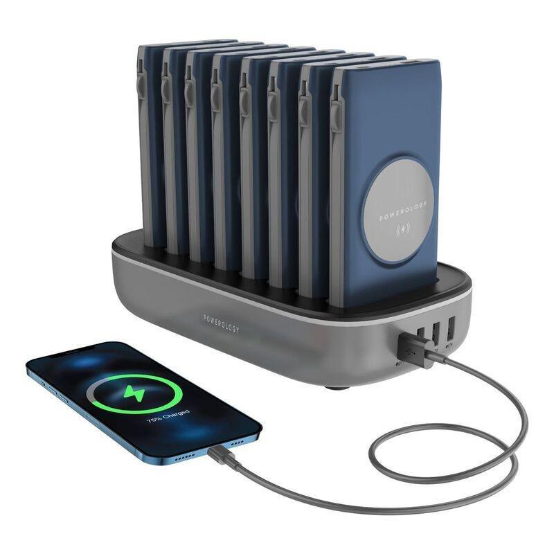 Powerology 8-in-1 Power Station 10000mAh 20W with Built-In Cable Blue, , large image number 1