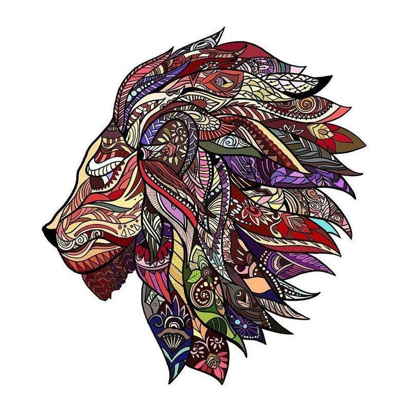 Alien Wood Colorful Lion 2D Wooden Puzzle, , large image number 0