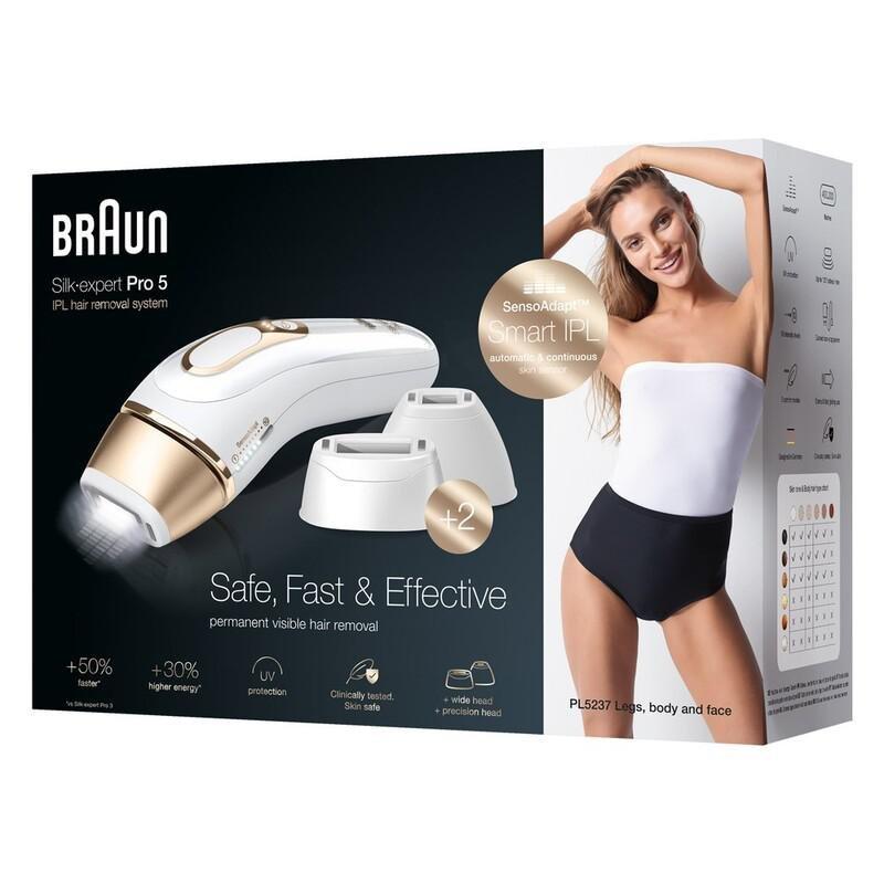 Braun PL5237 Silk-Expert Pro 5 IPL Hair Removal System with Wide Head/Precision Head/Venus Extra Smooth Razor/Premium Beauty Pouch, , large image number 1