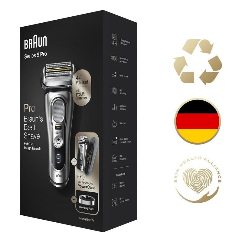 Braun Series 9 Pro 9427S Wet & Dry Shaver With Powercase & Charging Stand Silver, , large image number 2