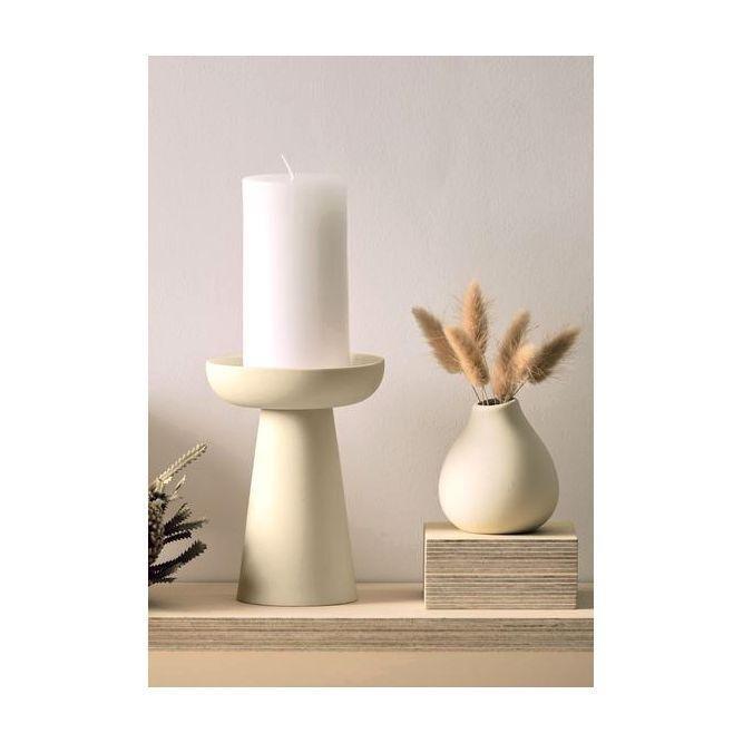 Aery Living Porcini Pillar & Taper Candle Holder Cream Matte Ceramic L, , large image number 1