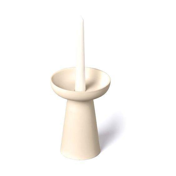 Aery Living Porcini Pillar & Taper Candle Holder Cream Matte Ceramic L, , large image number 2