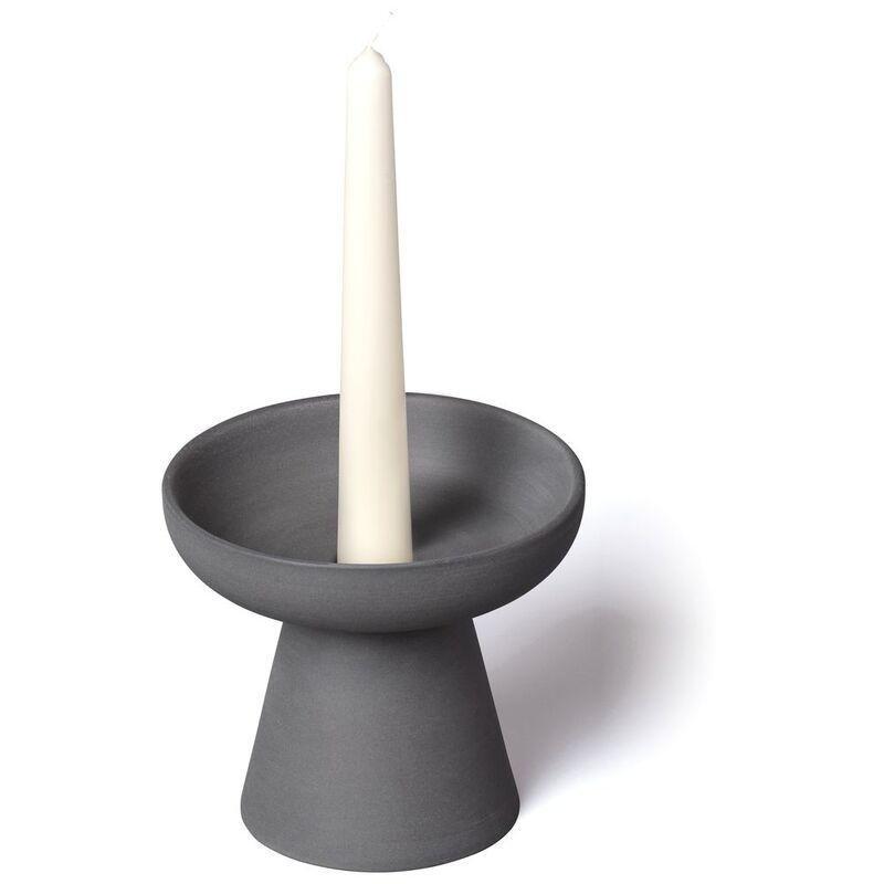 Aery Living Porcini Pillar & Taper Candle Holder Charcoal Matte Ceramic (Size M), , medium