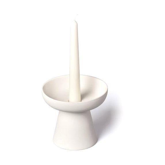 Aery Living Porcini Pillar & Taper Candle Holder White Matte Ceramic (Size M), , large image number 3