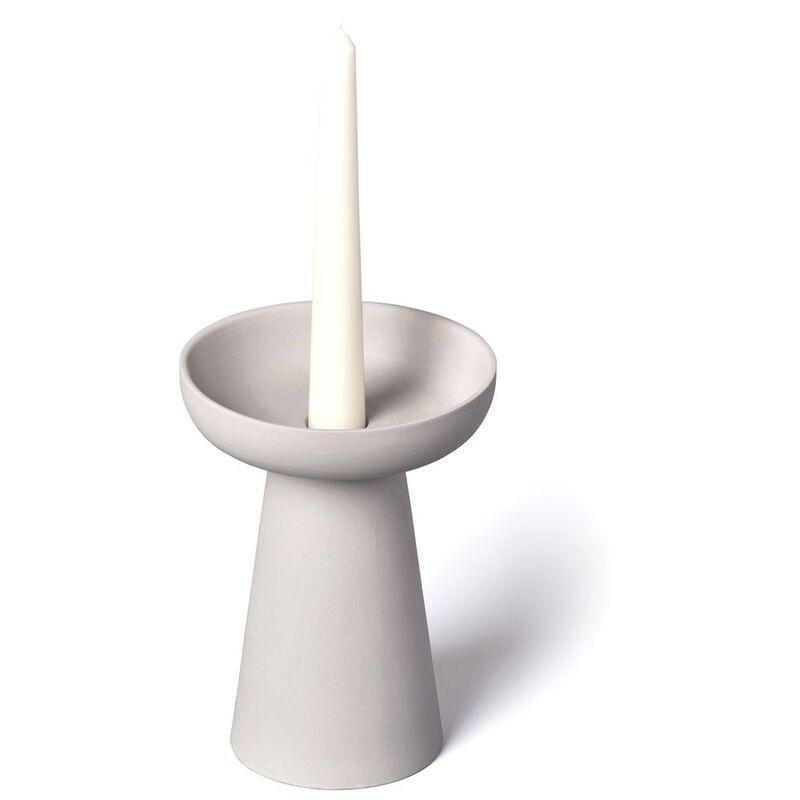 Aery Living Porcini Pillar & Taper Candle Holder Grey Matte Ceramic (Size L), , large image number 1