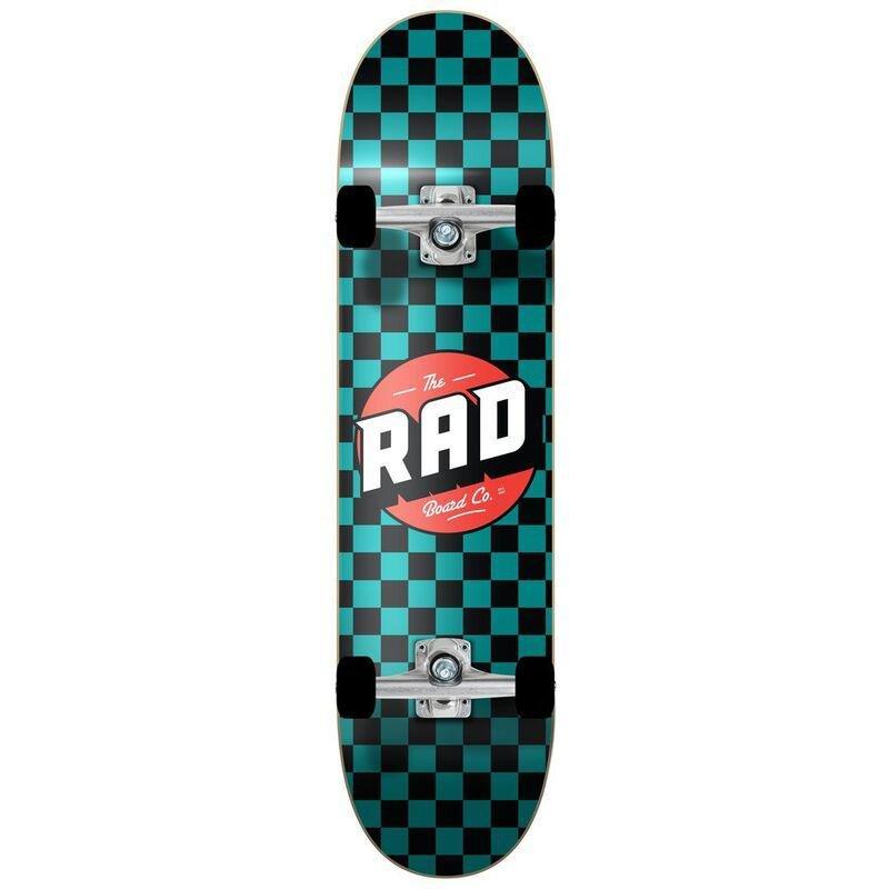 Rad Dude Crew Skateboard Checkers Black/Teal (7.25-Inch), , large image number 1