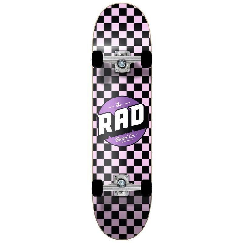 Rad Complete Board Dude Crew Skateboard Checkers Powder Pink/Black (7.5-Inch), , large image number 1
