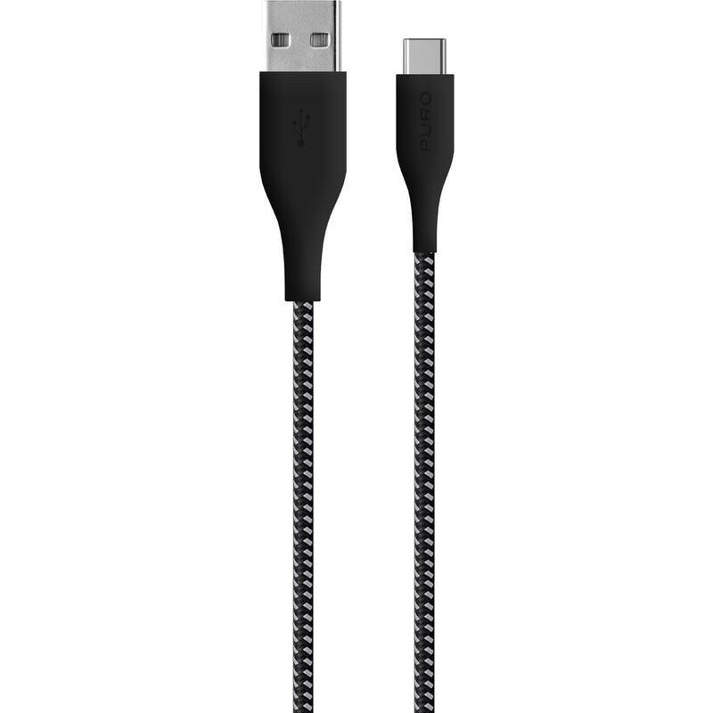 Puro Fabric Cable with Kevlar USB-A to USB-C 2.0 30W 1.2m Black, , large image number 0