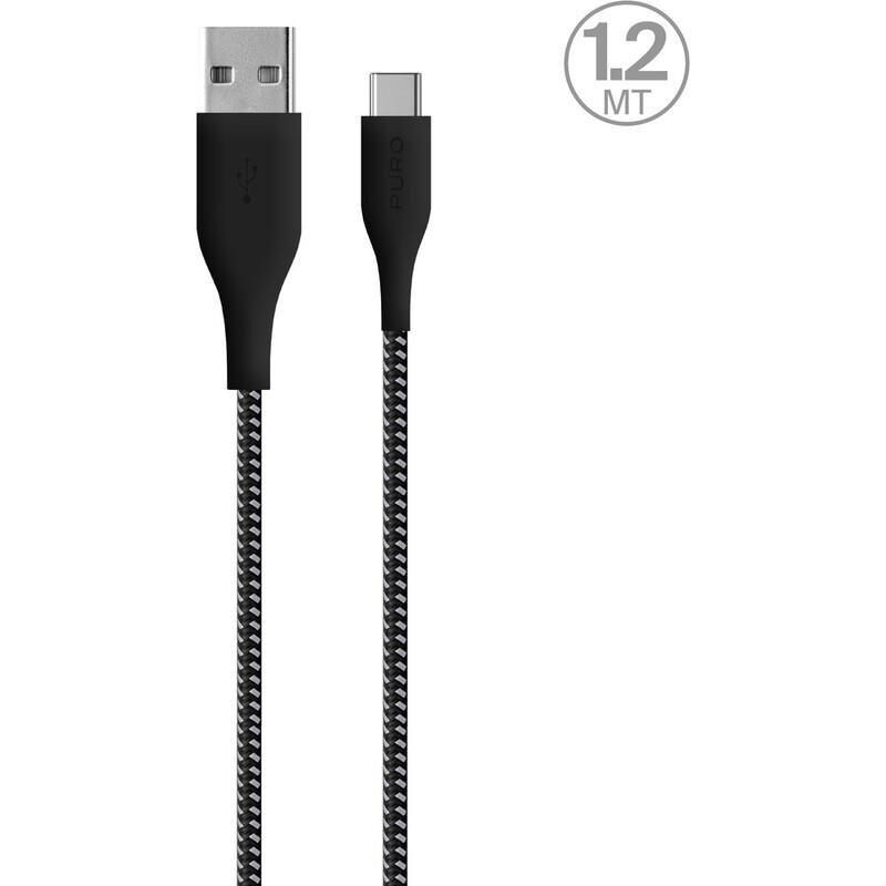 Puro Fabric Cable with Kevlar USB-A to USB-C 2.0 30W 1.2m Black, , large image number 1
