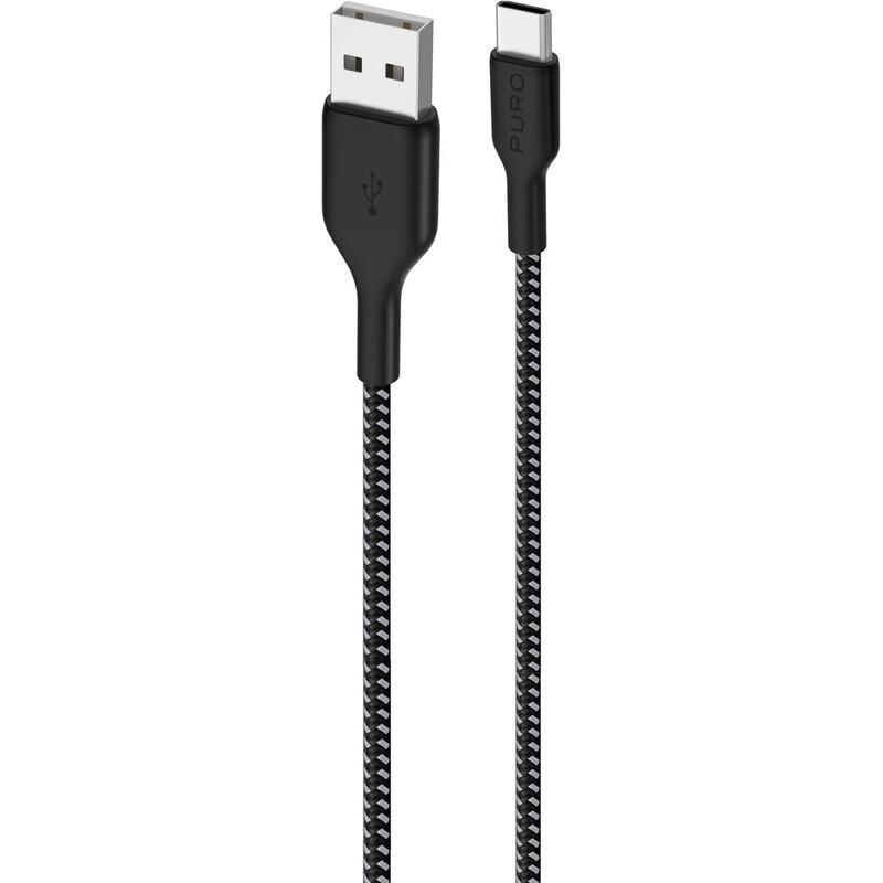 Puro Fabric Cable with Kevlar USB-A to USB-C 2.0 30W 1.2m Black, , large image number 2