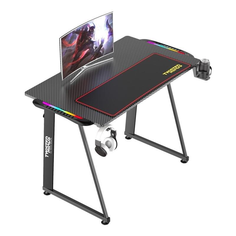 Twisted Minds A Shaped Gaming Desk Carbon Fiber Texture With RGB Light, , large image number 4