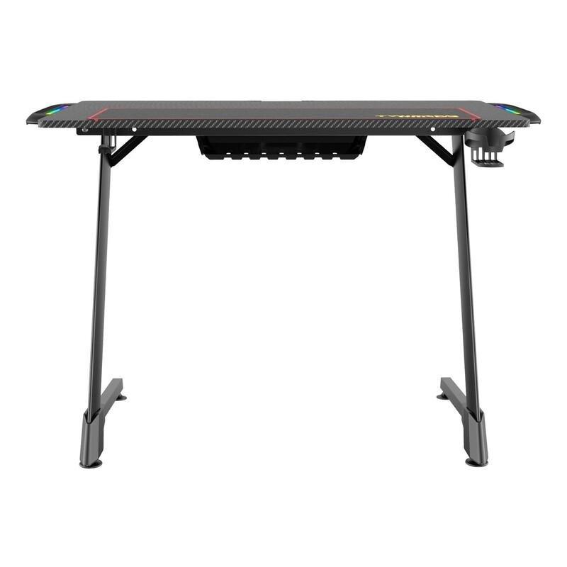 TWISTED MINDS - Twisted Minds Z Shaped Gaming Desk Carbon Fiber Texture With RGB Light