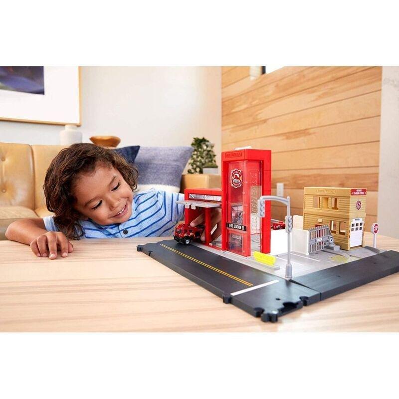 Matchbox Action Drivers Fire Station Rescue To Car Playset HBD76, , large image number 2