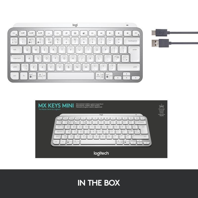 Logitech MX Keys Mini Wireless Illuminated Keyboard - (US International) - Pale Grey, , large image number 4