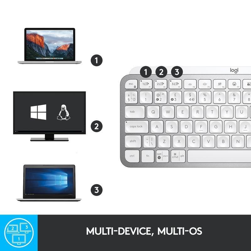 Logitech MX Keys Mini Wireless Illuminated Keyboard - (US International) - Pale Grey, , large image number 6