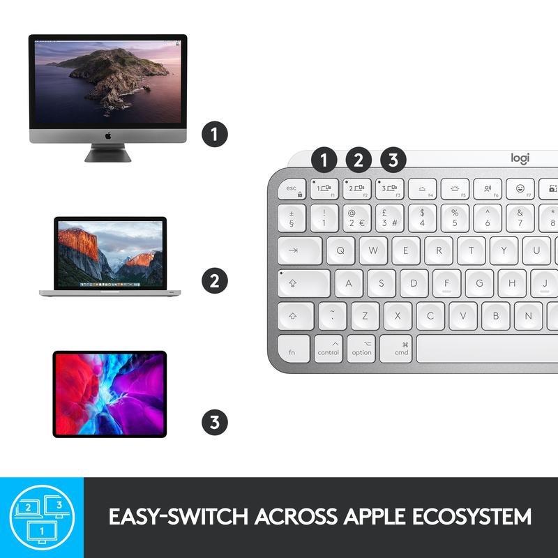 Logitech MX Keys Mini Wireless Illuminated Keyboard - (US International) - Pale Grey, , large image number 1