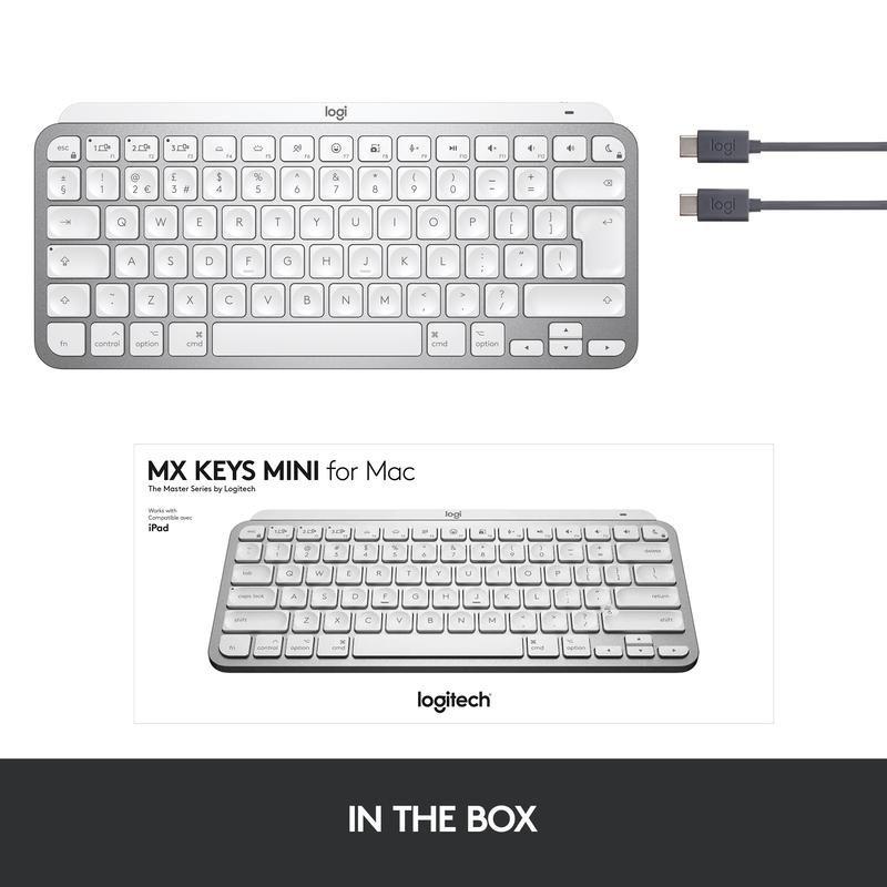 Logitech MX Keys Mini Wireless Illuminated Keyboard - (US International) - Pale Grey, , large image number 3
