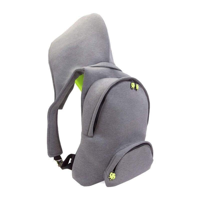 Morikukko School Hooded Backpack Grey Neon Yellow, , large image number 1
