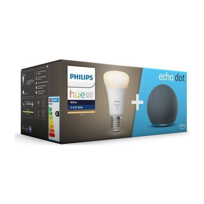 Amazon Echo Dot 4th Gen Smart Speaker With Philips Hue E27 White Smart Light Bulb, , large image number 1