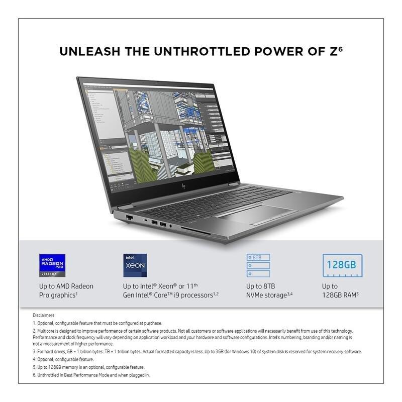 HP Zbook Laptop intel core i7-11850/32GB/1TB SSD/NVIDIA RTX A3000 6GB/15.6-inch HD/Windows 10 Pro/Gray (Arabic/English), , large image number 6
