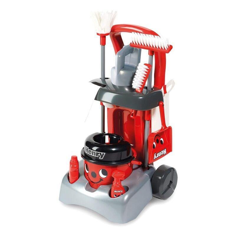 Casdon Henry Deluxe Cleaning Toy Trolley Playset Red, , large image number 0