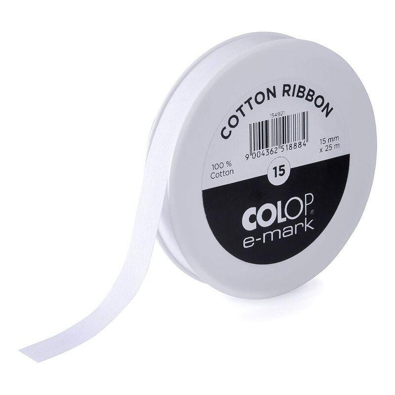 Colop E-Mark Cotton Ribbon LFM White (10 x 25mm), , medium