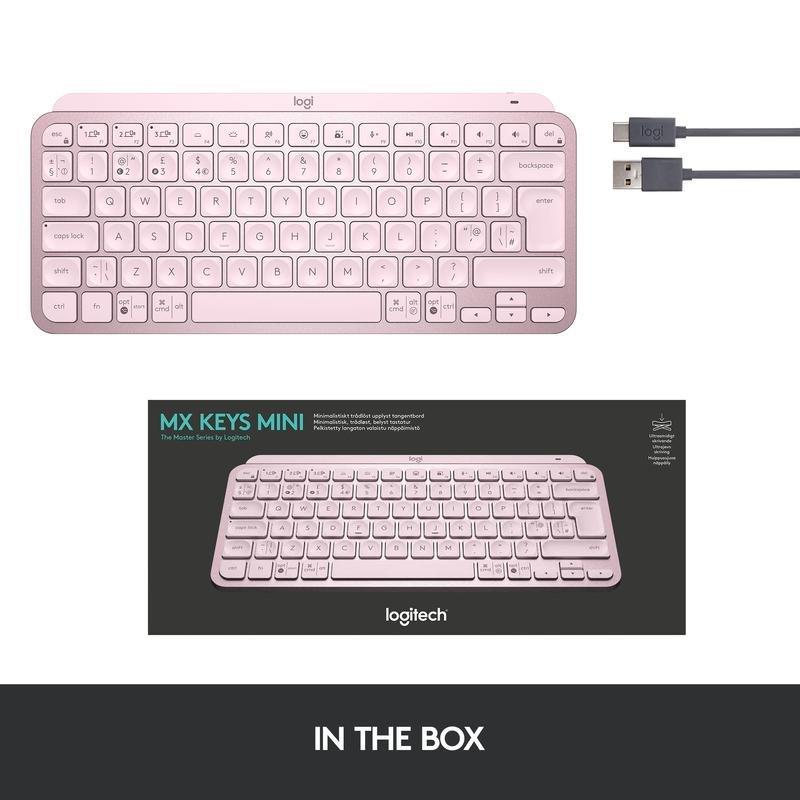 Logitech MX Keys Mini Wireless Illuminated Keyboard - (US International) - Rose, , large image number 3