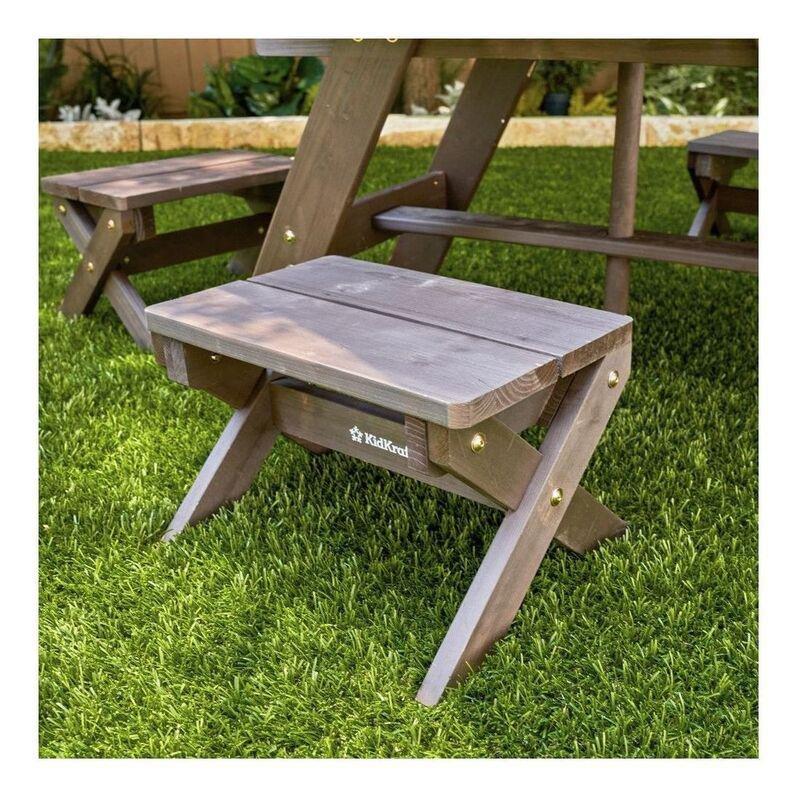Kidkraft Octagon Table/Stools & Umbrella Set Bear Brown & Beige, , large image number 2