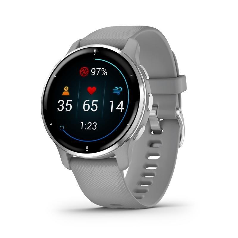 Garmin Venu 2 Plus Silver Stainless Steel Bezel with Powder Grey Case and Silicone Band Smartwatch, , large image number 0