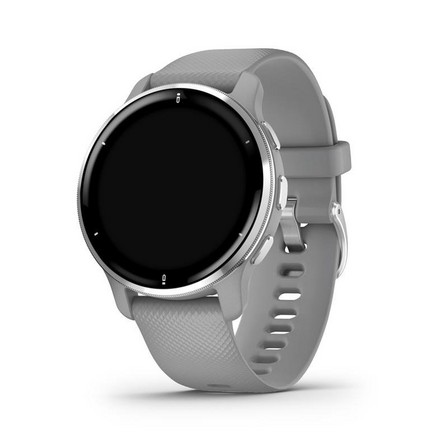 GARMIN - Garmin Venu 2 Plus Silver Stainless Steel Bezel with Powder Grey Case and Silicone Band Smartwatch